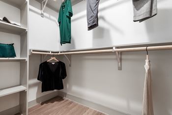 a spacious walk in closet in a 555 waverly unit